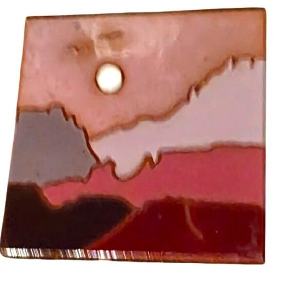 Vintage Ceramic Tile Hand Painted Sun "Colinas Verde" C408 Estancia N.M. 4"x4" - Picture 2 of 5